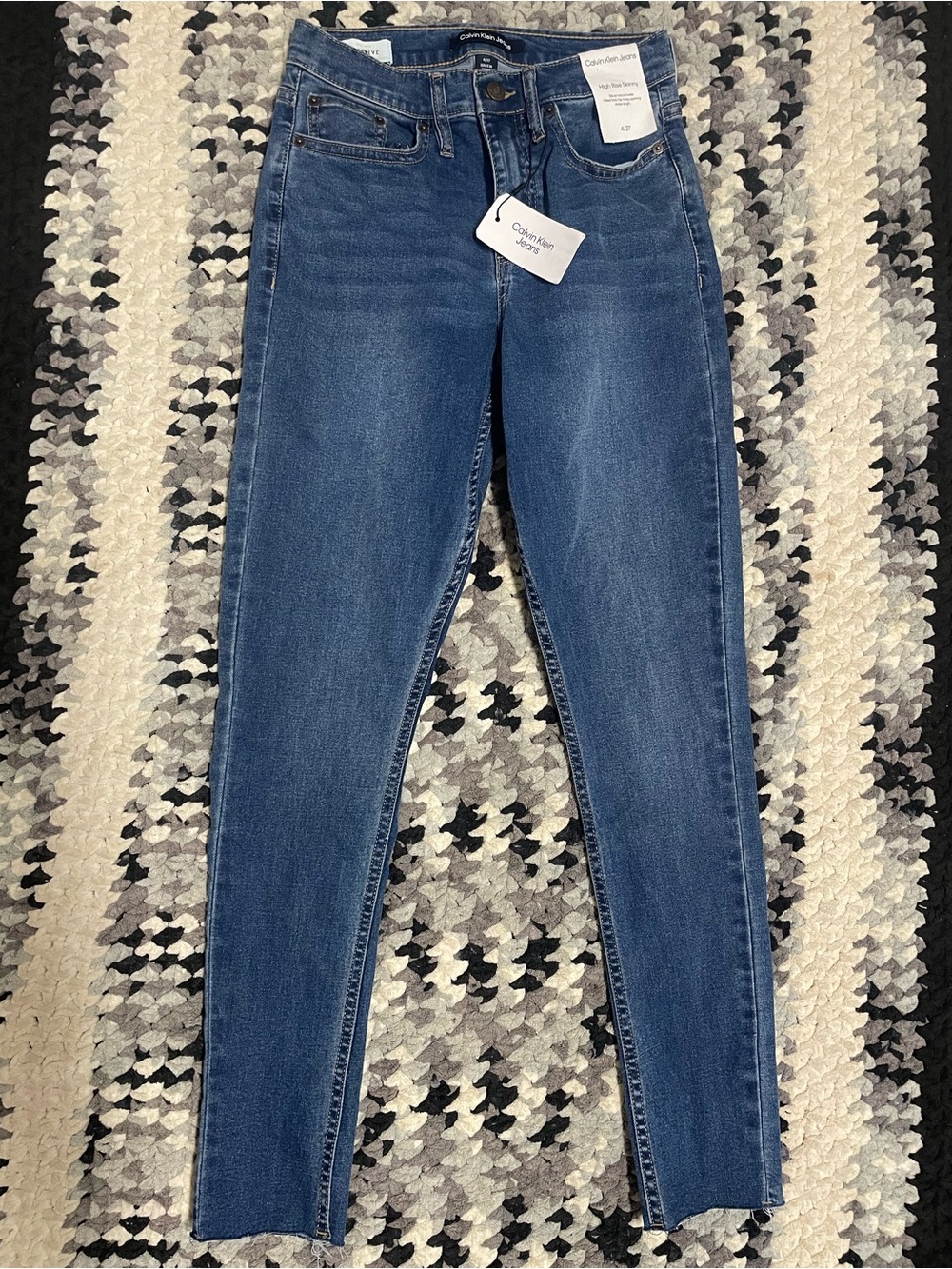 New Calvin Klein High-Rise Skinny denim dark blue Jeans pants comfy classic 4 27